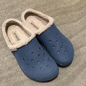 CROCS Navy Slippers with Plush Lining